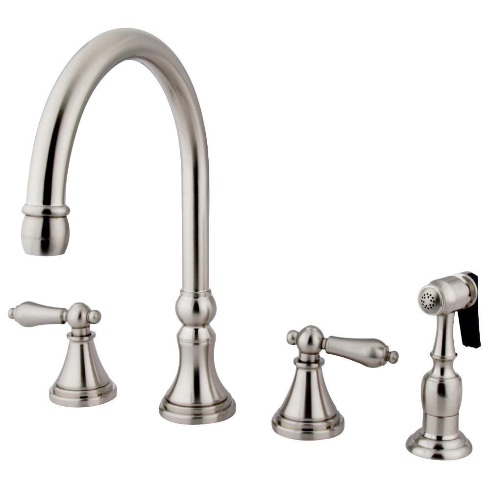 Kingston Brass Governor Widespread Kitchen Faucet Brushed Nickel