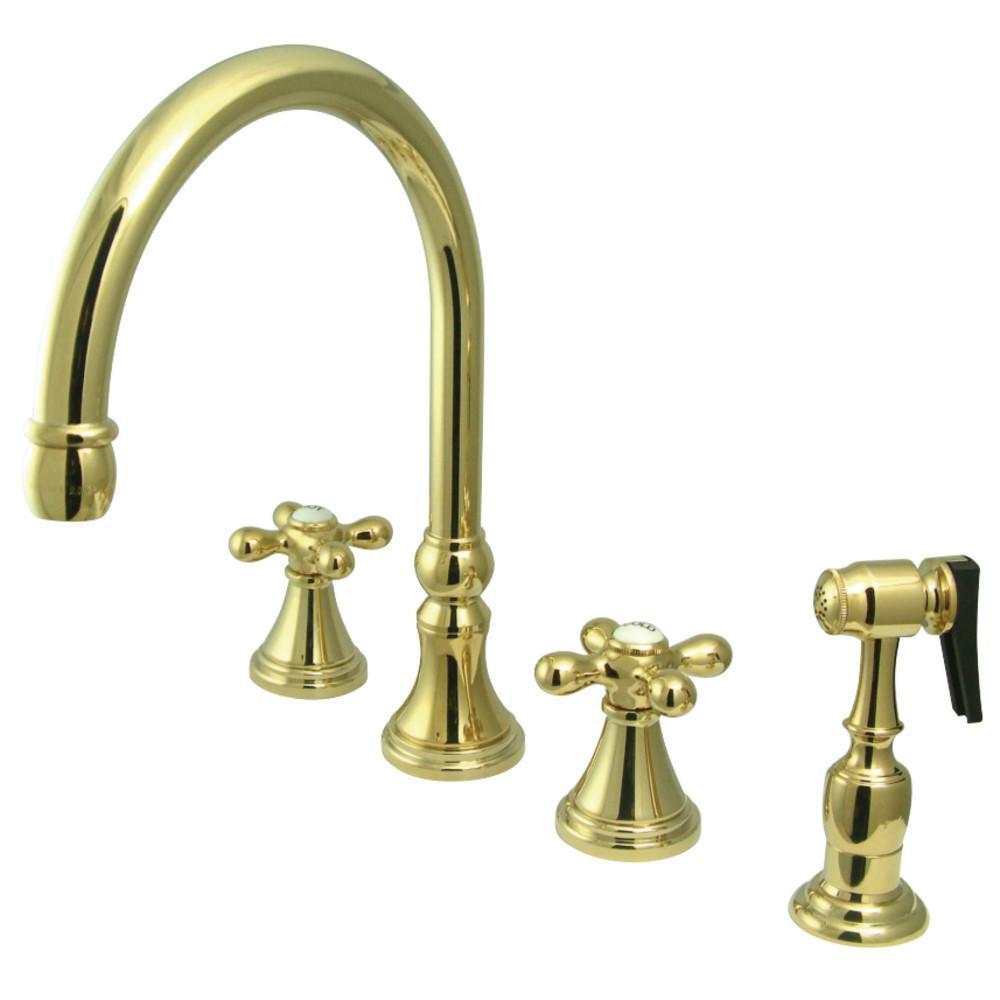 Kingston Brass Governor Widespread Kitchen Faucet Polished Brass