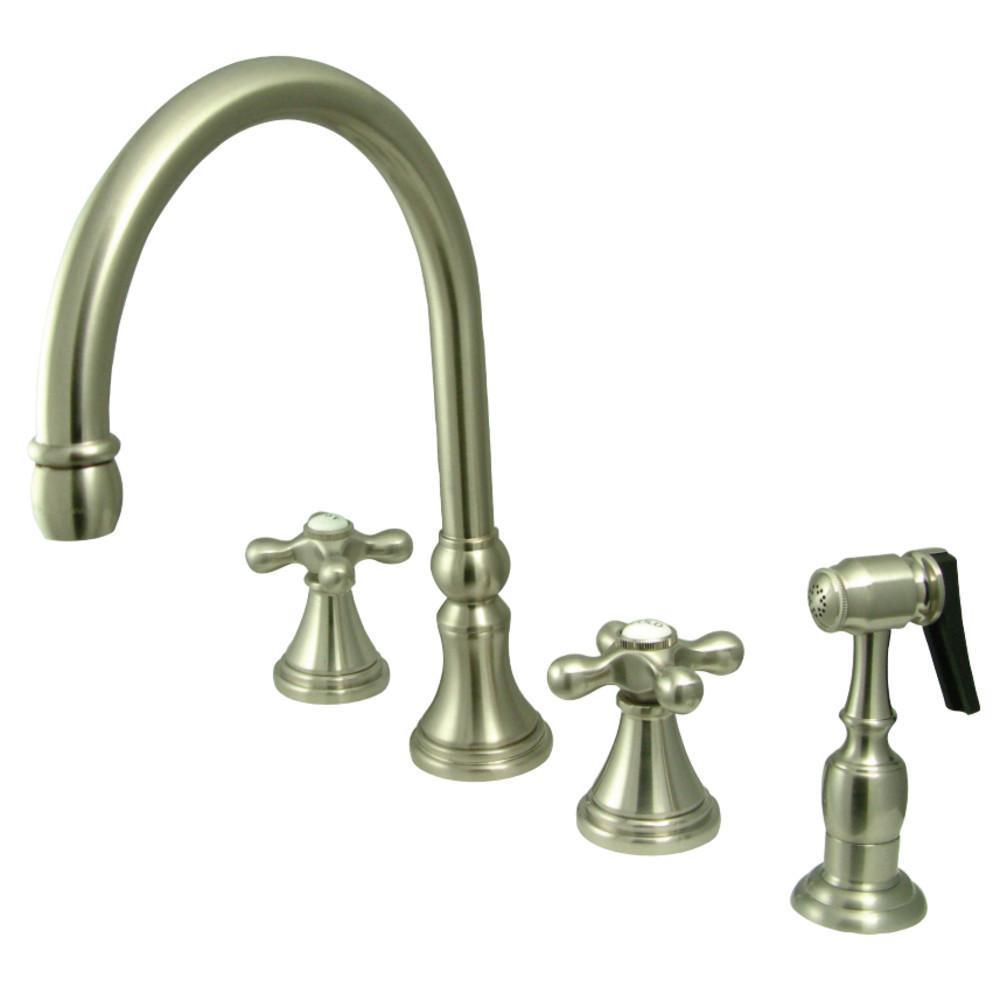 Kingston Brass Governor Widespread Kitchen Faucet Brushed Nickel