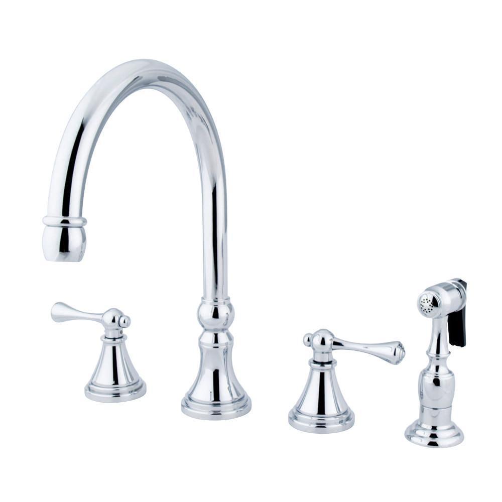 Kingston Brass Governor Widespread Kitchen Faucet Polished Chrome