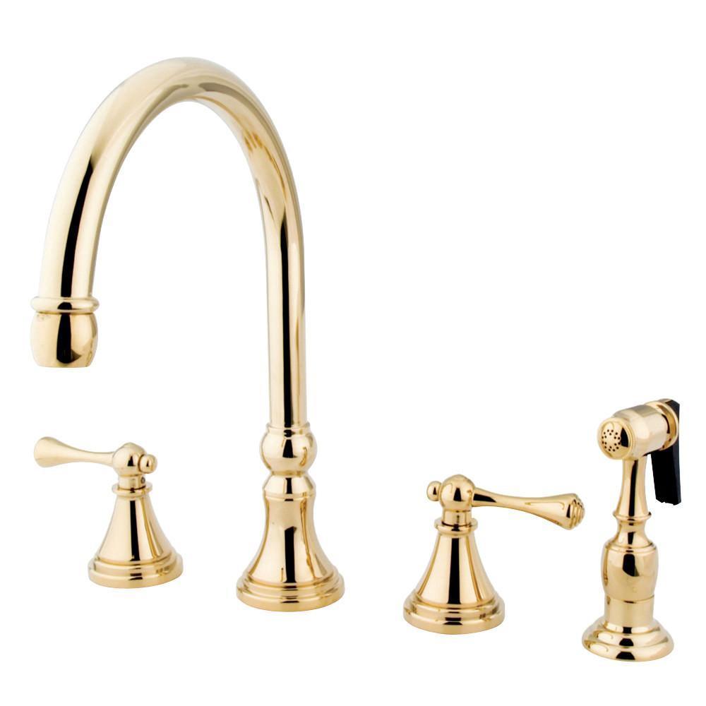 Kingston Brass Governor Widespread Kitchen Faucet Polished Brass