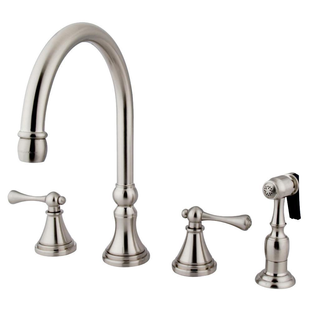 Kingston Brass Governor Widespread Kitchen Faucet Brushed Nickel