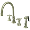 Kingston Brass Governor Widespread Kitchen Faucet Brushed Nickel