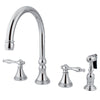 Kingston Brass Governor Widespread Kitchen Faucet Polished Chrome