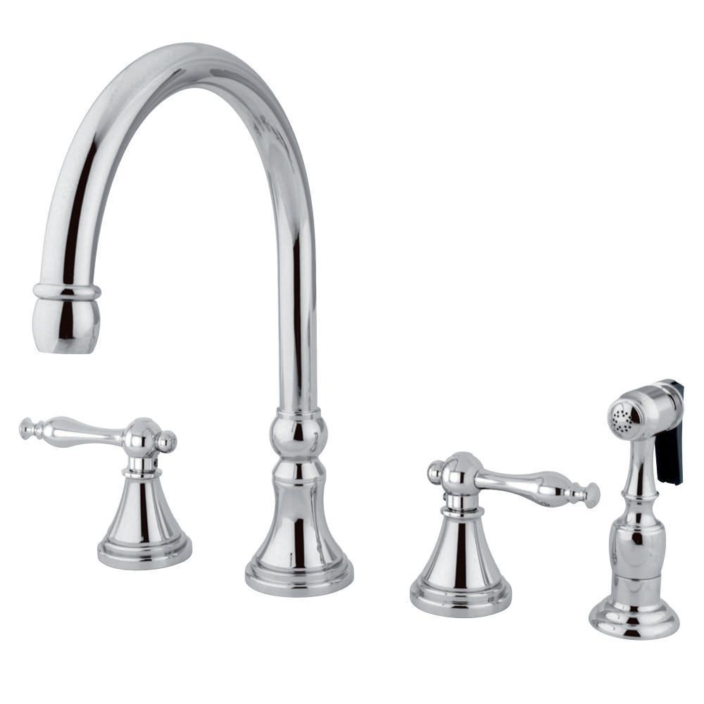 Kingston Brass Governor Widespread Kitchen Faucet Polished Chrome