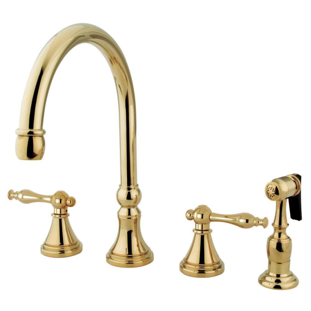 Kingston Brass Governor Widespread Kitchen Faucet Polished Brass