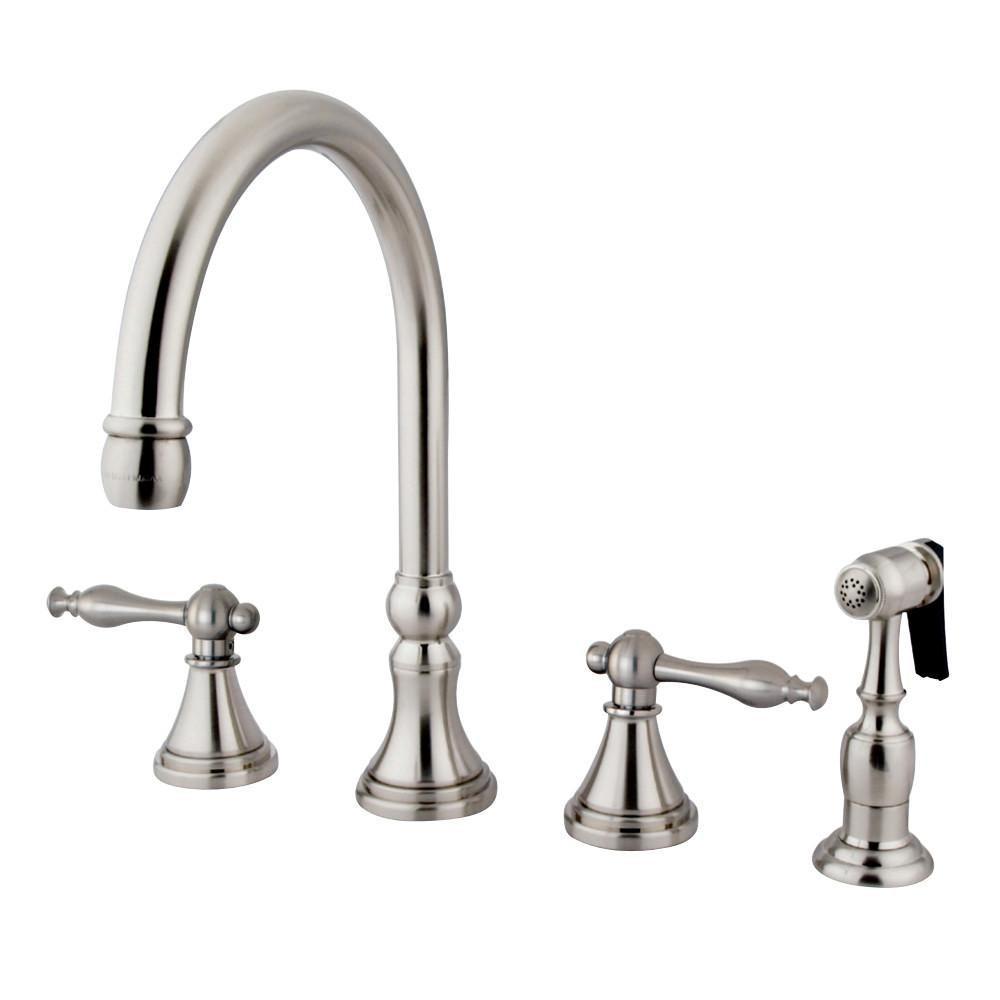 Kingston Brass Governor Widespread Kitchen Faucet Brushed Nickel