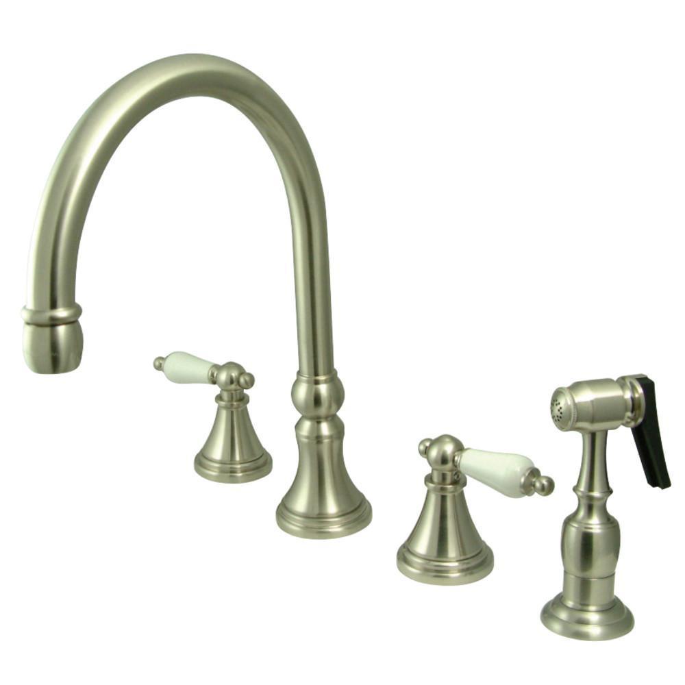 Kingston Brass Governor Widespread Kitchen Faucet Brushed Nickel