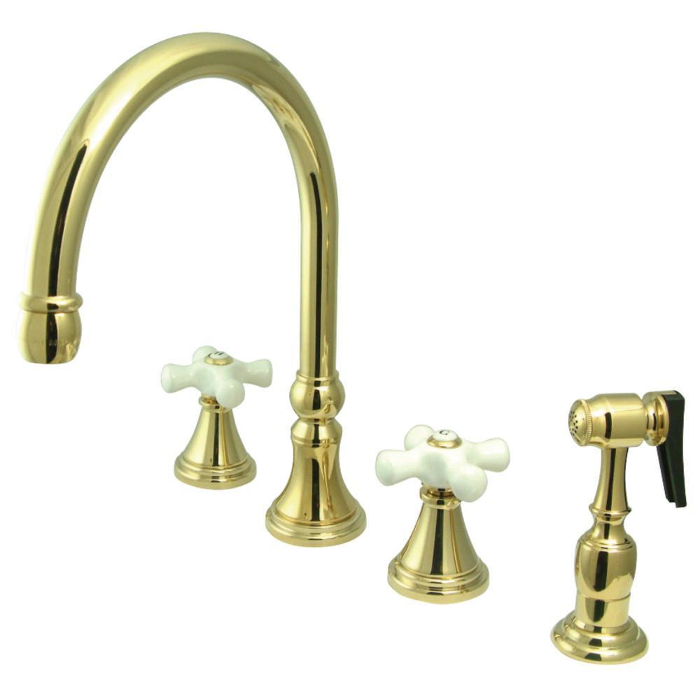 Kingston Brass Governor Widespread Kitchen Faucet Polished Brass