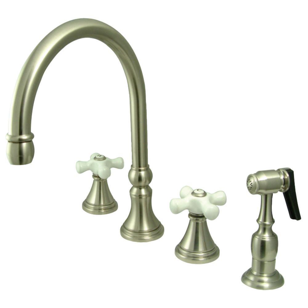 Kingston Brass Governor Widespread Kitchen Faucet Brushed Nickel