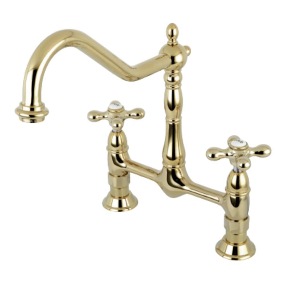 Kingston Brass Heritage Bridge Kitchen Faucet Polished Brass