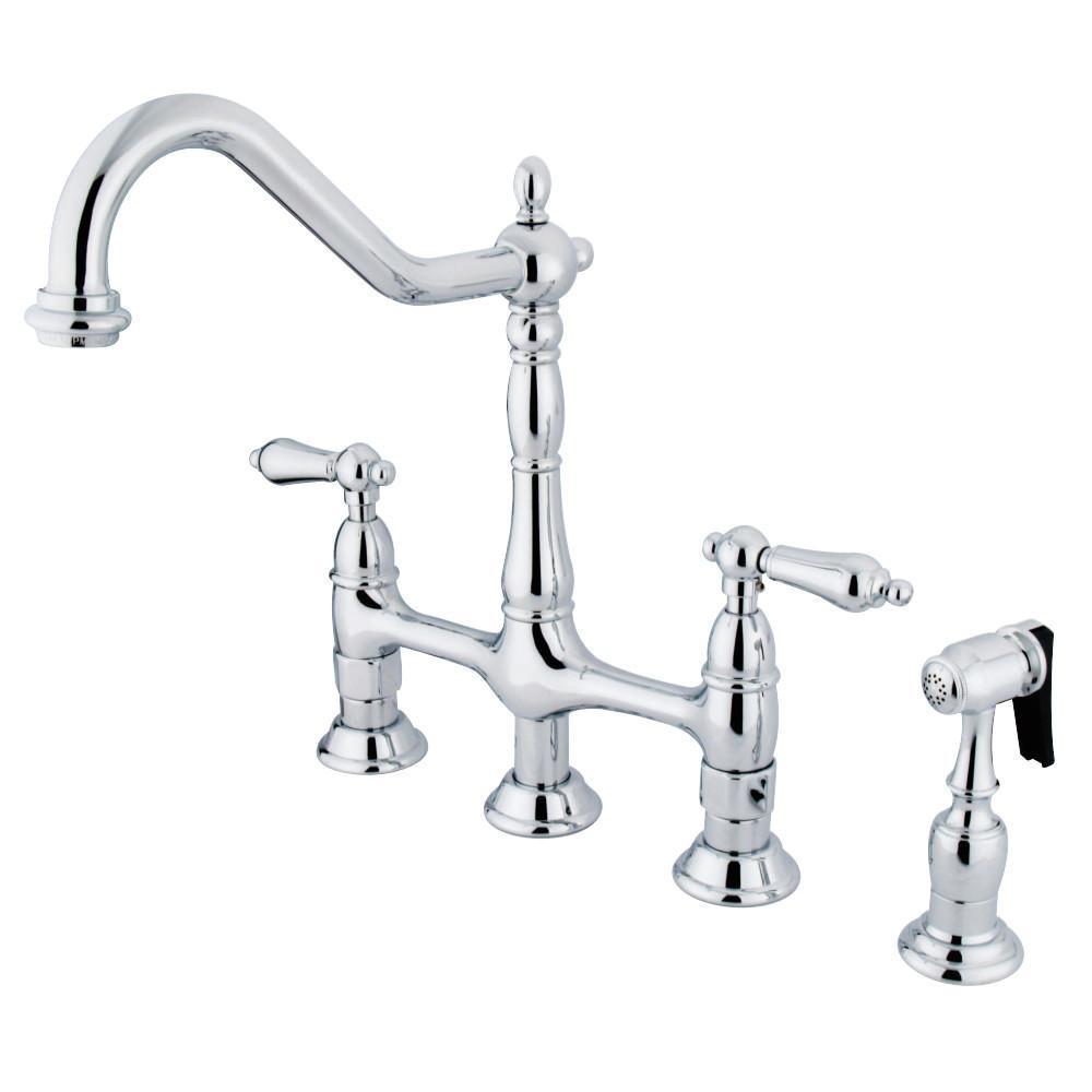 Kingston Brass Heritage Bridge Kitchen Faucet Polished Chrome