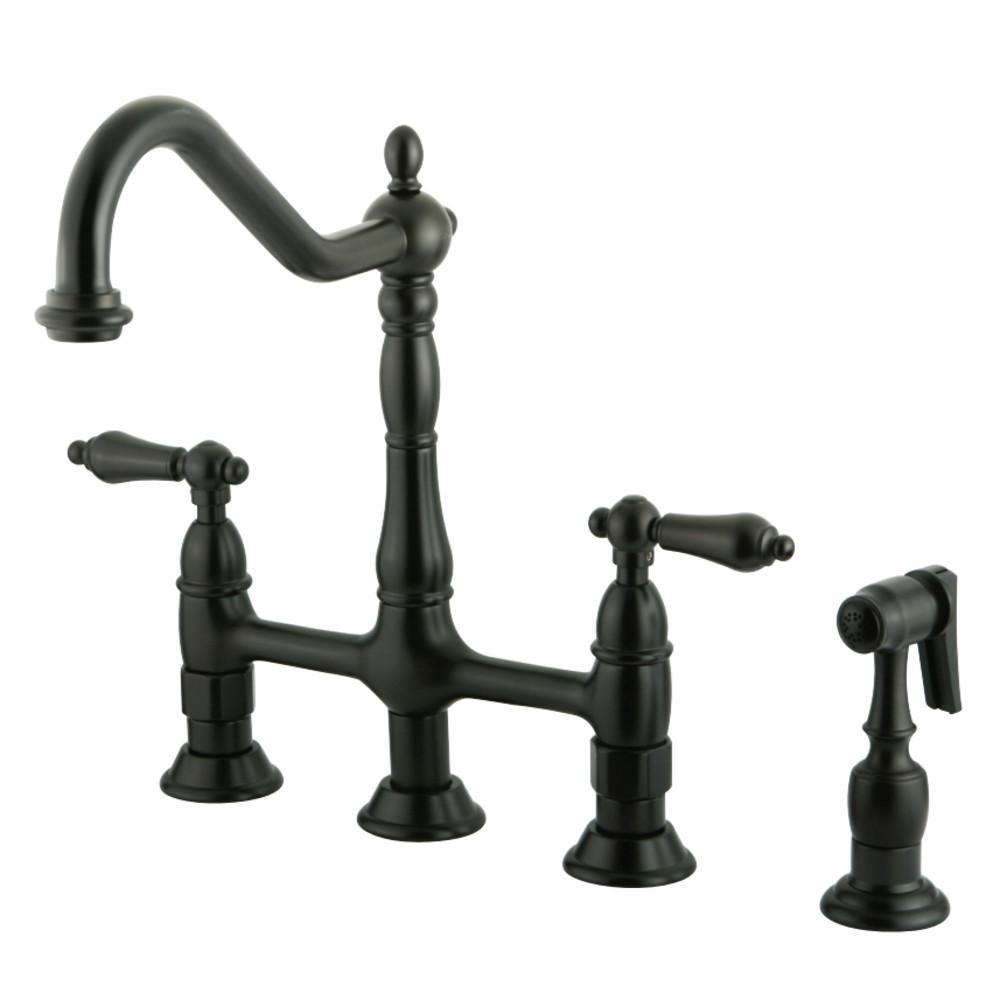 Kingston Brass Heritage Bridge Kitchen Faucet Oil Rubbed Bronze