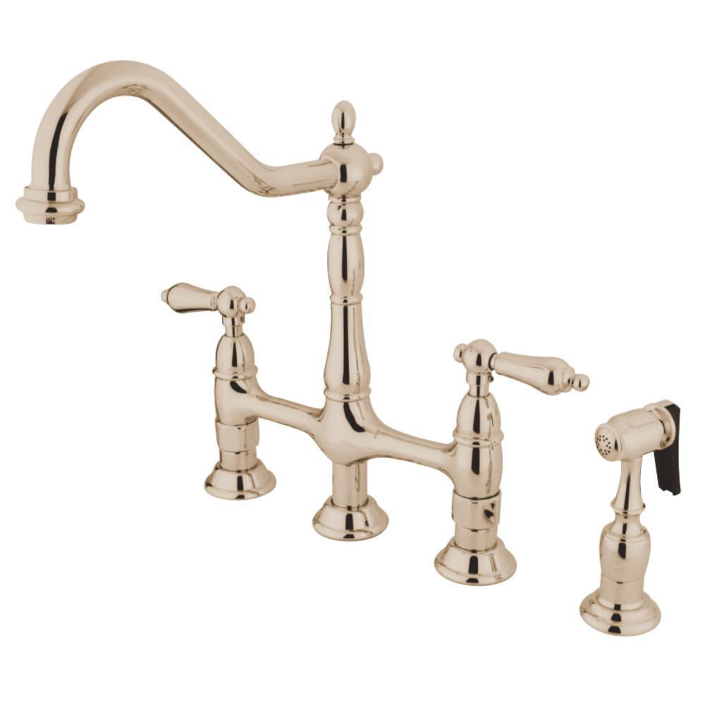 Kingston Brass Heritage Bridge Kitchen Faucet Polished Nickel