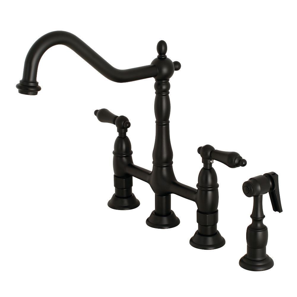Kingston Brass Heritage Bridge Kitchen Faucet Matte Black