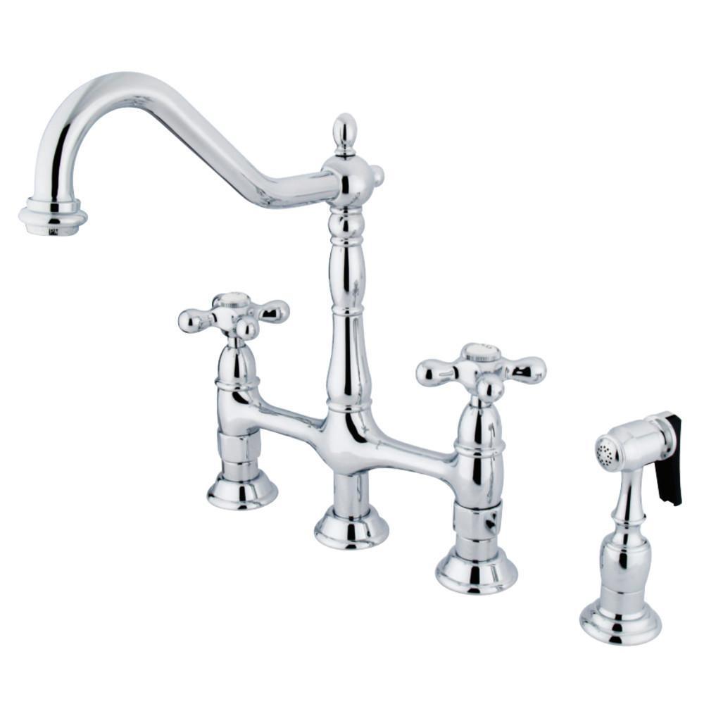 Kingston Brass Heritage Bridge Kitchen Faucet Polished Chrome