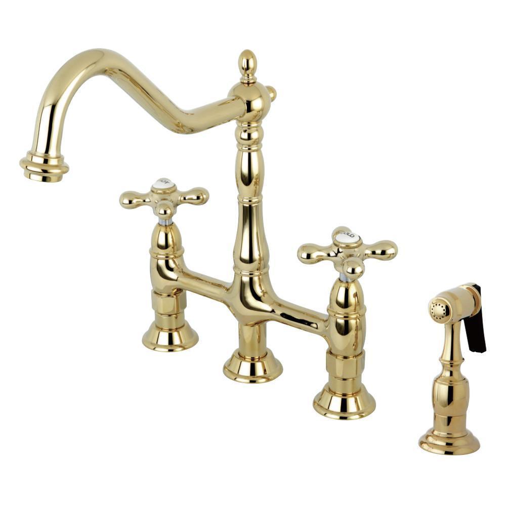 Kingston Brass Heritage Bridge Kitchen Faucet Polished Brass