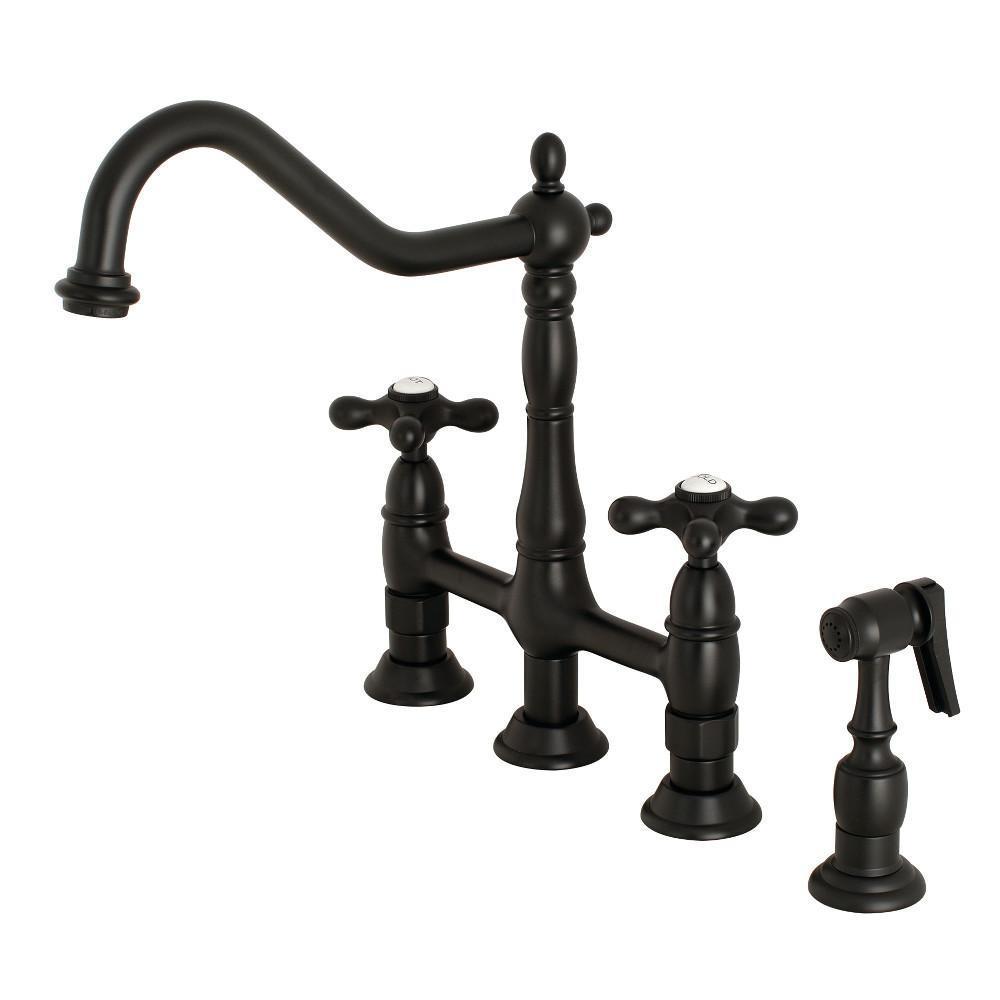 Kingston Brass Heritage Bridge Kitchen Faucet Matte Black