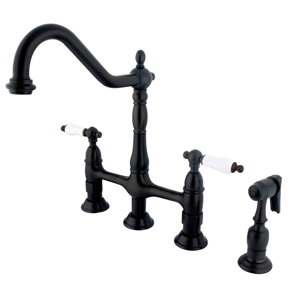 Kingston Brass Heritage Bridge Kitchen Faucet Oil Rubbed Bronze