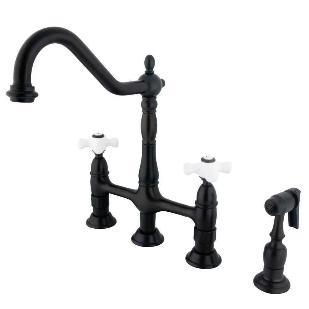 Kingston Brass Heritage Bridge Kitchen Faucet Oil Rubbed Bronze