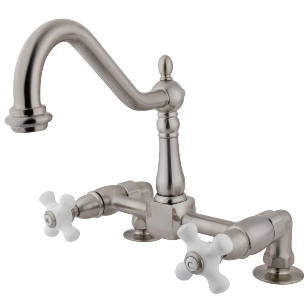 Kingston Brass Heritage Centerset Kitchen Faucet Brushed Nickel