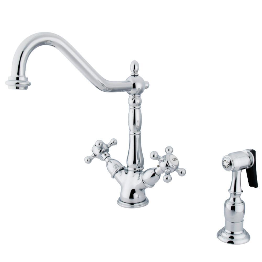 Kingston Brass Heritage Two Handle Single-Hole Kitchen Faucet Polished Chrome