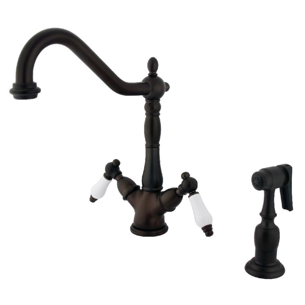 Kingston Brass Heritage Two Handle Single-Hole Kitchen Faucet Oil Rubbed Bronze