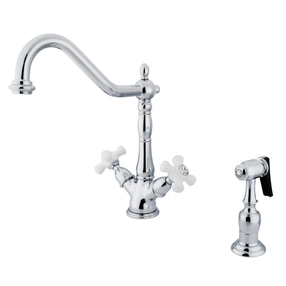 Kingston Brass Heritage Two Handle Single-Hole Kitchen Faucet Polished Chrome