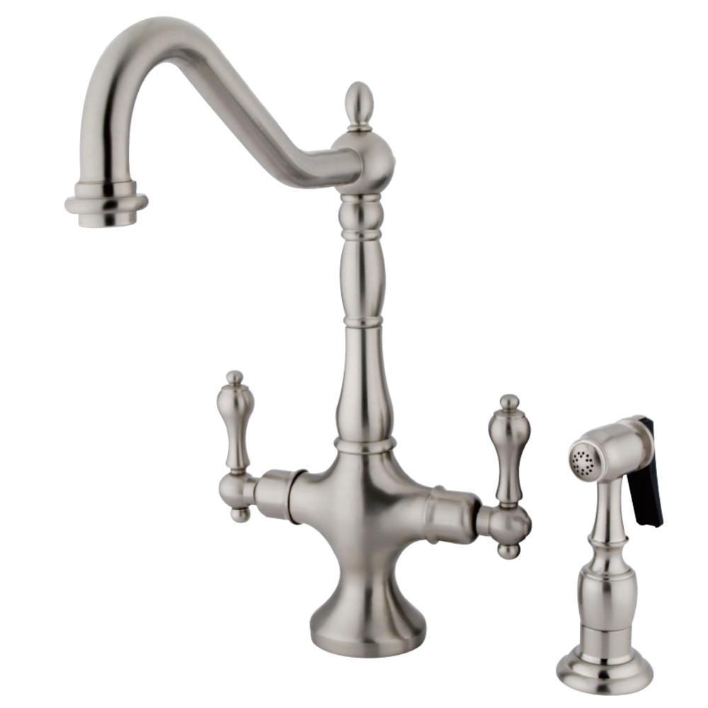 Kingston Brass Heritage Two Handle Single-Hole Kitchen Faucet Brushed Nickel