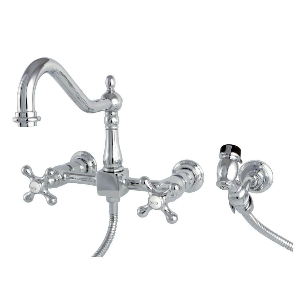 Kingston Brass Heritage Wall Mount Kitchen Faucet Polished Chrome