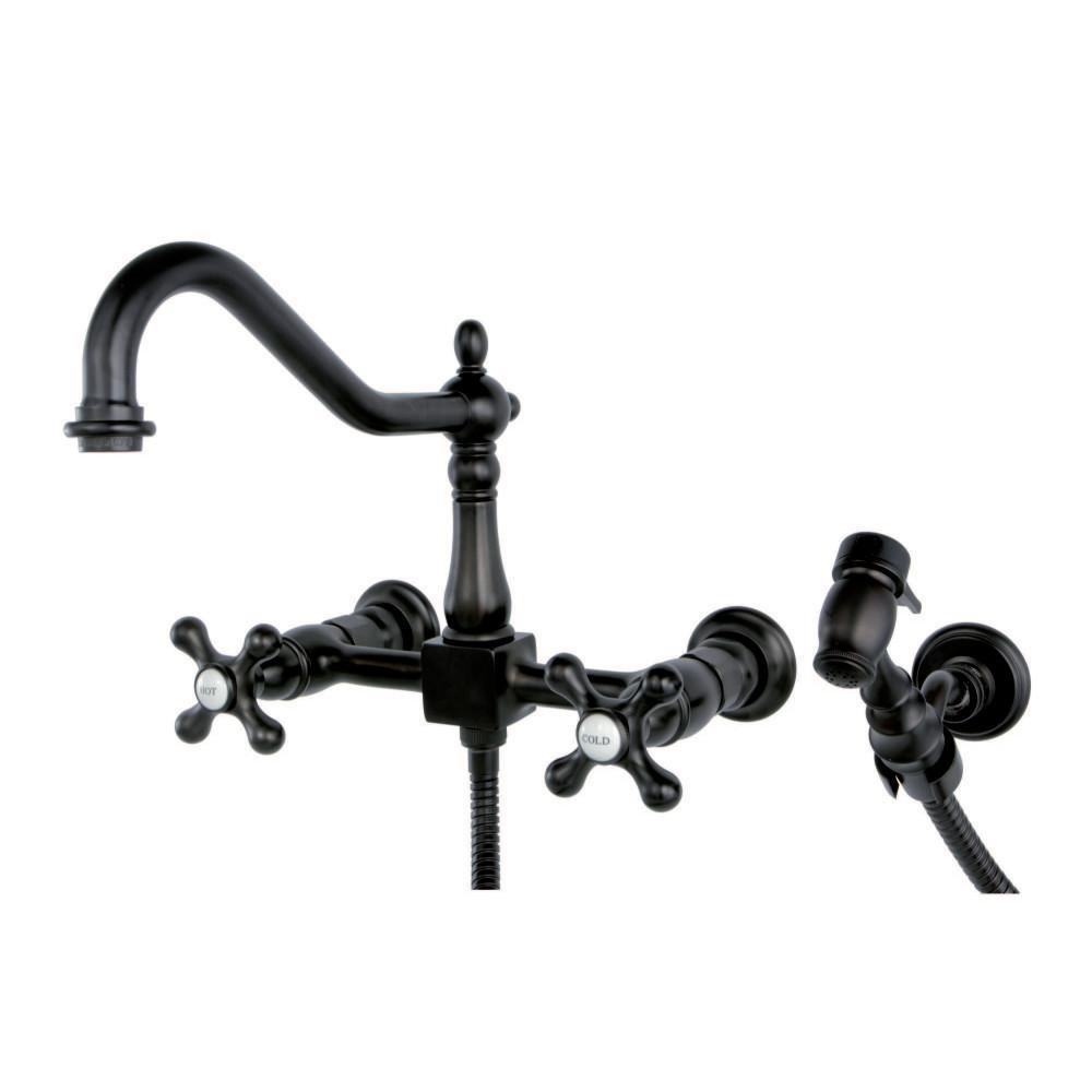 Kingston Brass Heritage Wall Mount Kitchen Faucet Oil Rubbed Bronze