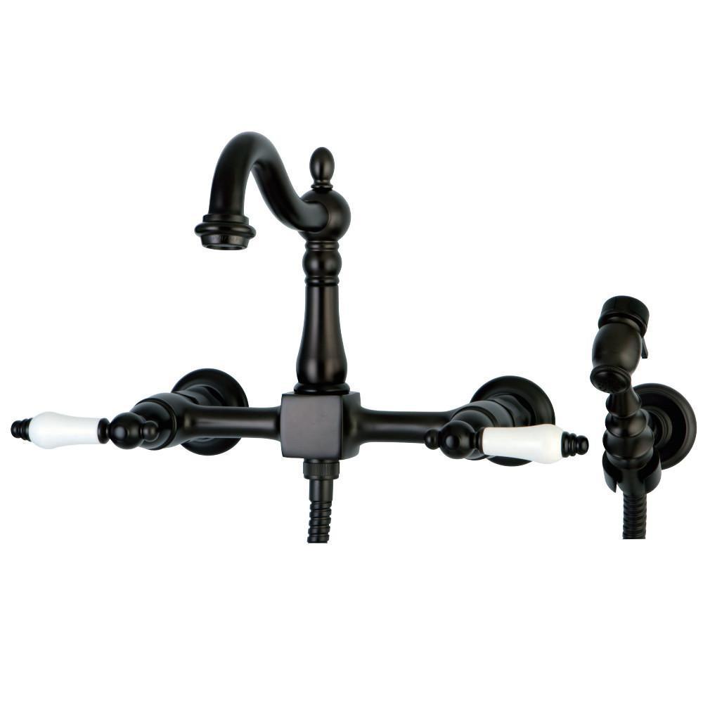 Kingston Brass Heritage Wall Mount Kitchen Faucet Oil Rubbed Bronze