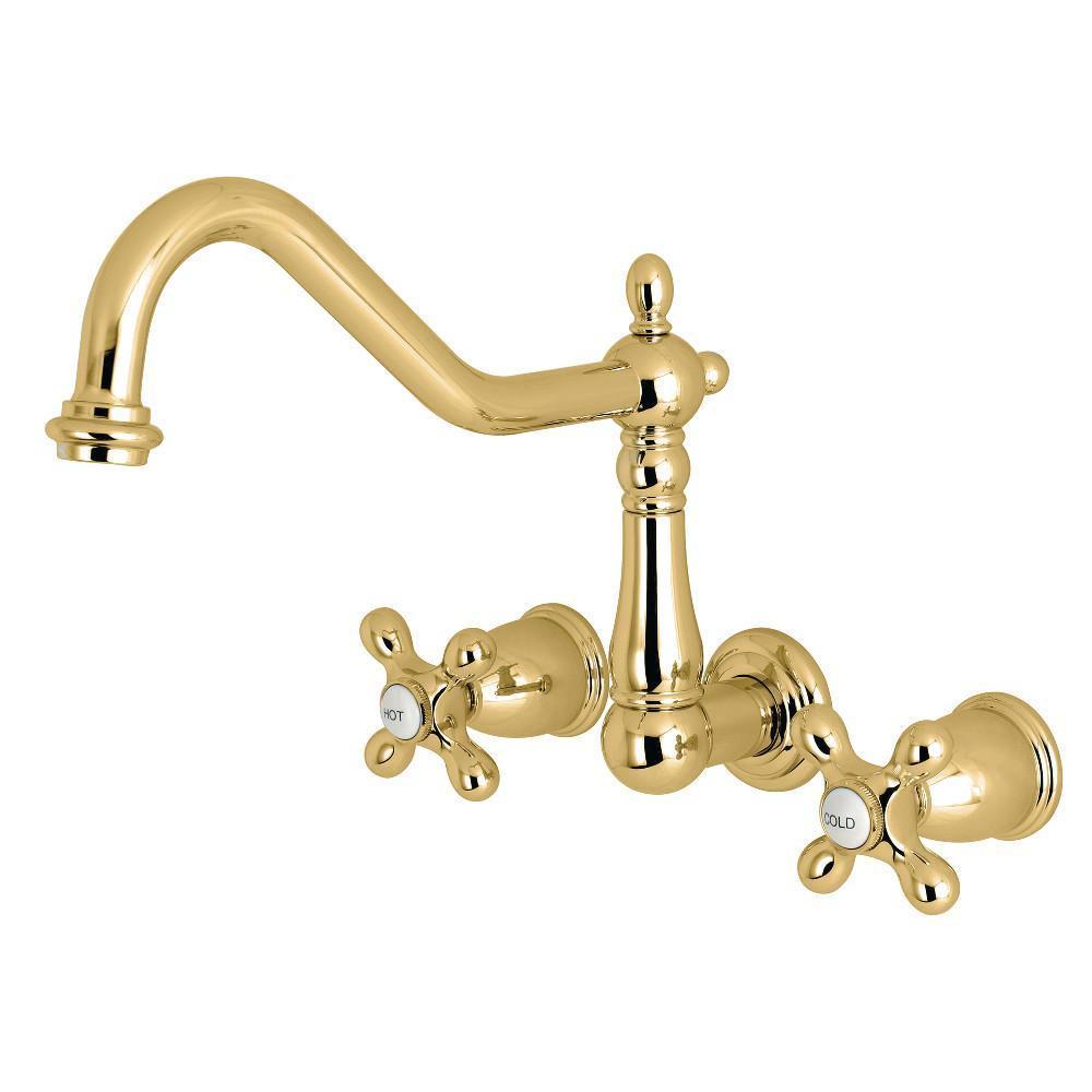 Kingston Brass Heritage Wall Mount Kitchen Faucet Polished Brass