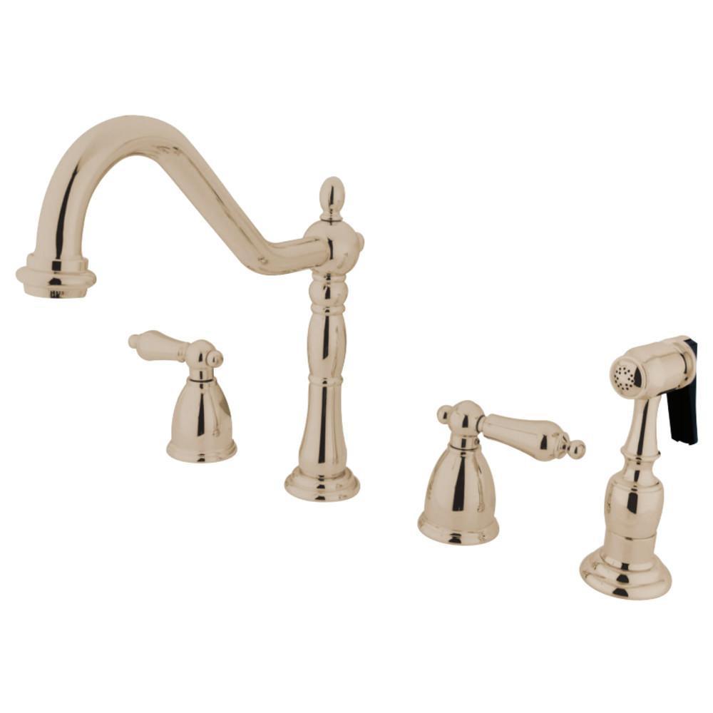 Kingston Brass Heritage Widespread Kitchen Faucet Polished Nickel