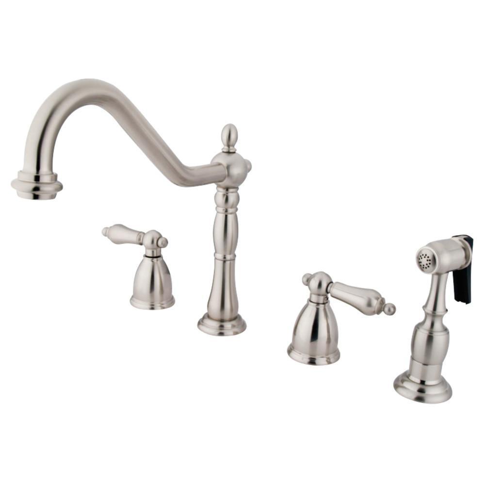 Kingston Brass Heritage Widespread Kitchen Faucet Brushed Nickel