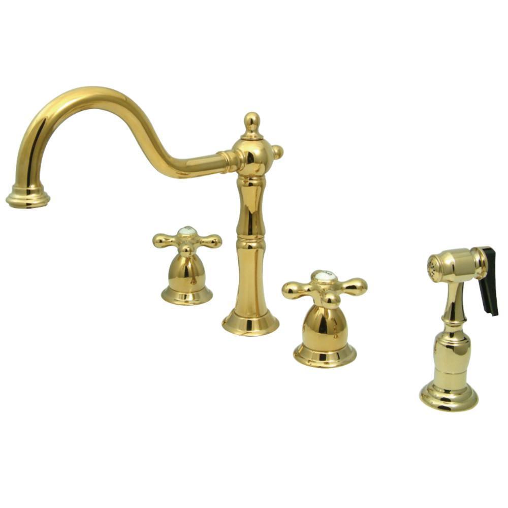 Kingston Brass Heritage Widespread Kitchen Faucet Polished Brass