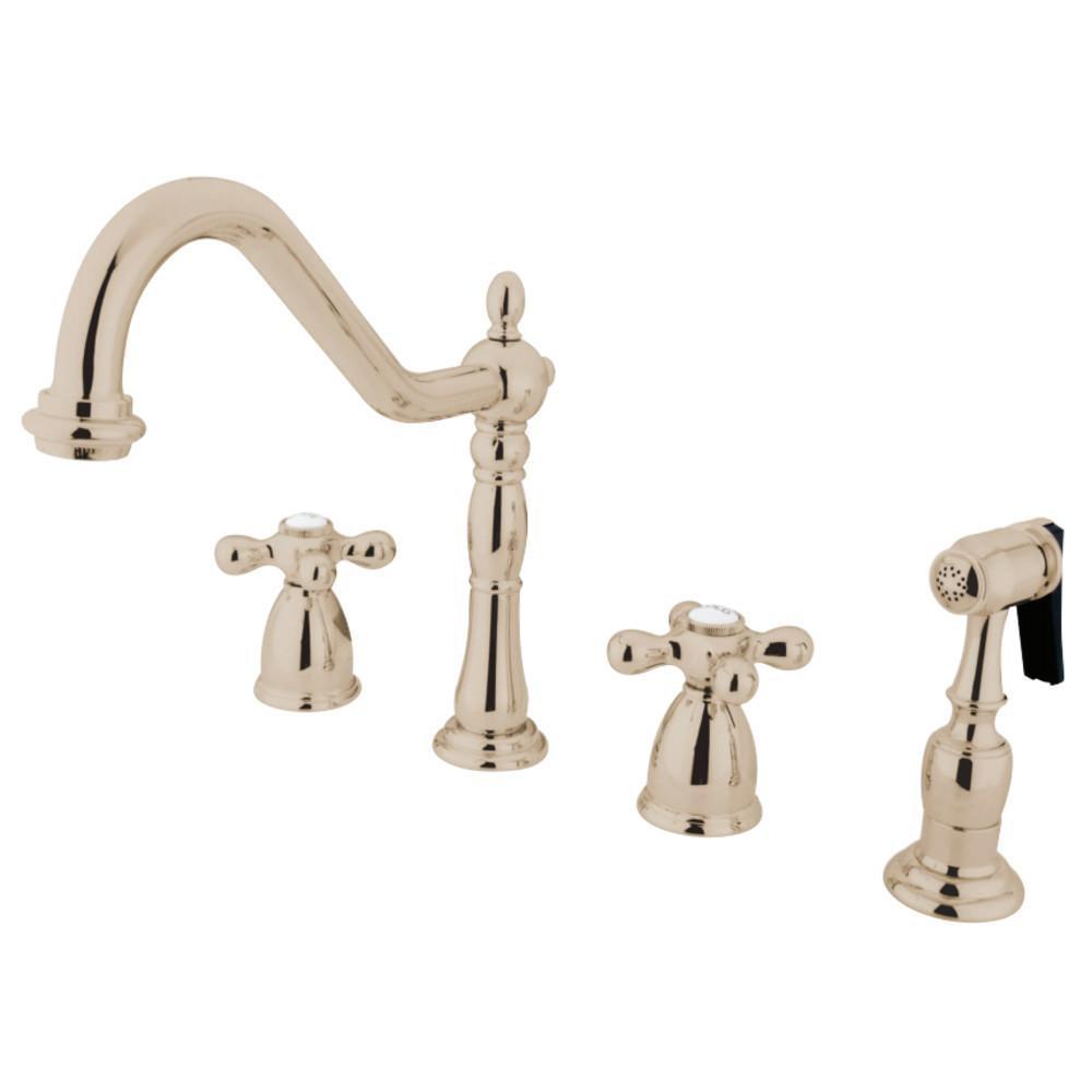 Kingston Brass Heritage Widespread Kitchen Faucet Polished Nickel