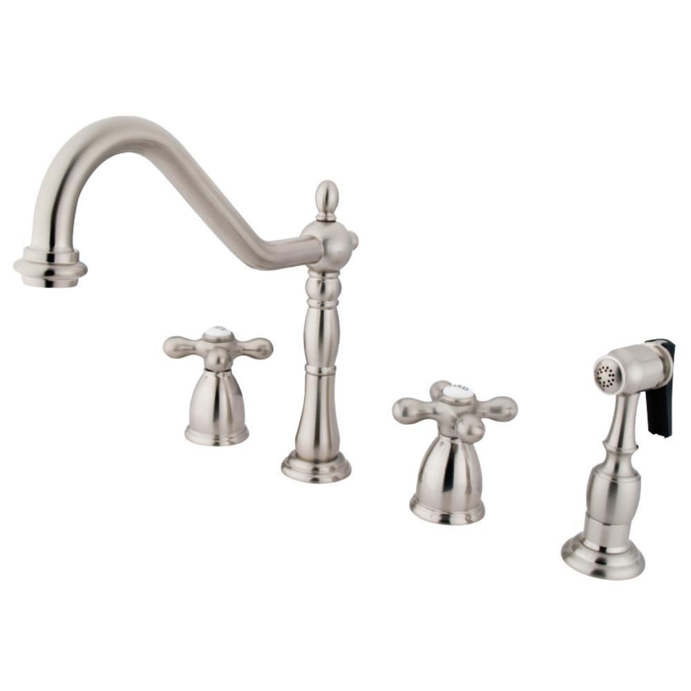 Kingston Brass Heritage Widespread Kitchen Faucet Brushed Nickel