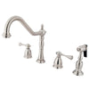 Kingston Brass Heritage Widespread Kitchen Faucet Brushed Nickel