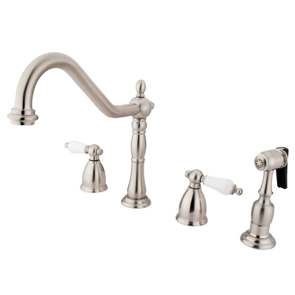 Kingston Brass Heritage Widespread Kitchen Faucet Brushed Nickel