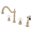 Kingston Brass Heritage Widespread Kitchen Faucet Polished Nickel