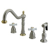 Kingston Brass Heritage Widespread Kitchen Faucet Brushed Nickel/Polished Brass