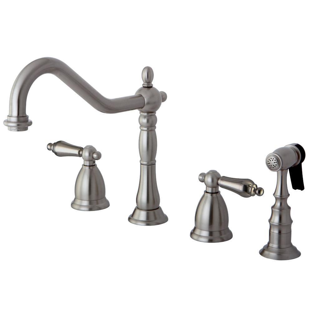 Kingston Brass Heritage Widespread Kitchen Faucet Brushed Nickel