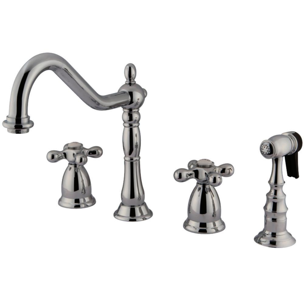 Kingston Brass Heritage Widespread Kitchen Faucet Polished Chrome