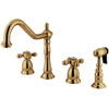 Kingston Brass Heritage Widespread Kitchen Faucet Polished Brass