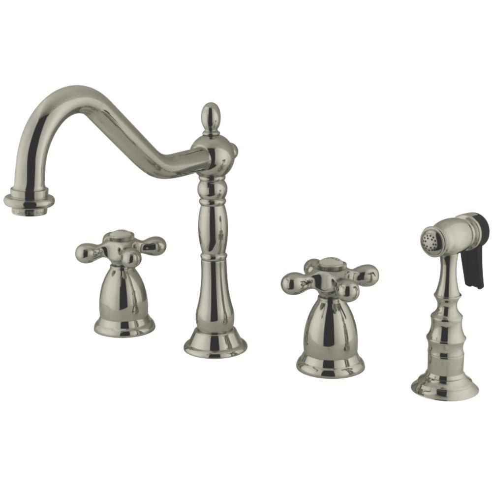 Kingston Brass Heritage Widespread Kitchen Faucet Brushed Nickel