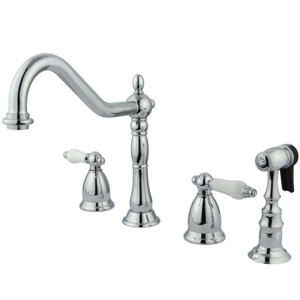 Kingston Brass Heritage Widespread Kitchen Faucet Polished Chrome