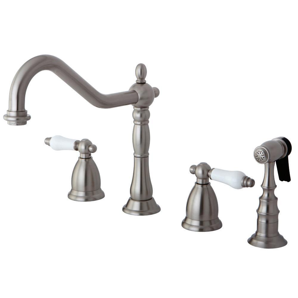 Kingston Brass Heritage Widespread Kitchen Faucet Brushed Nickel