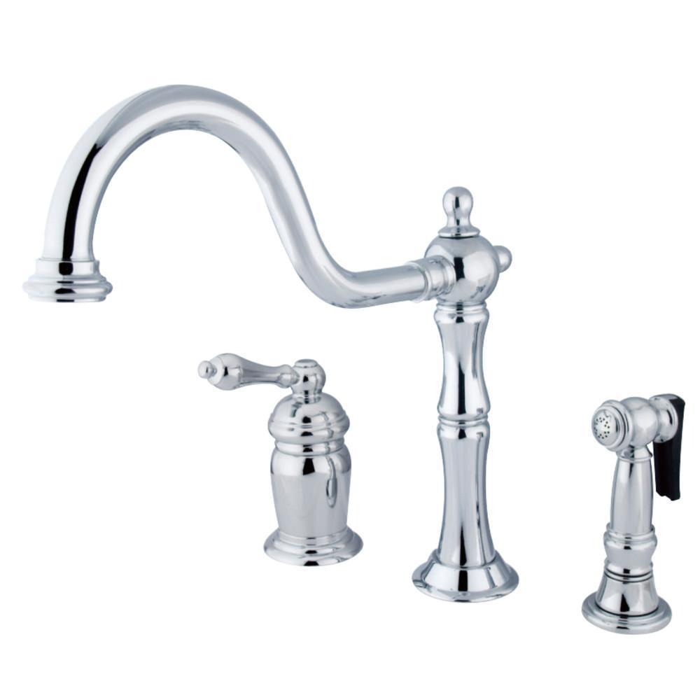 Kingston Brass Heritage Widespread Kitchen Faucet Polished Chrome