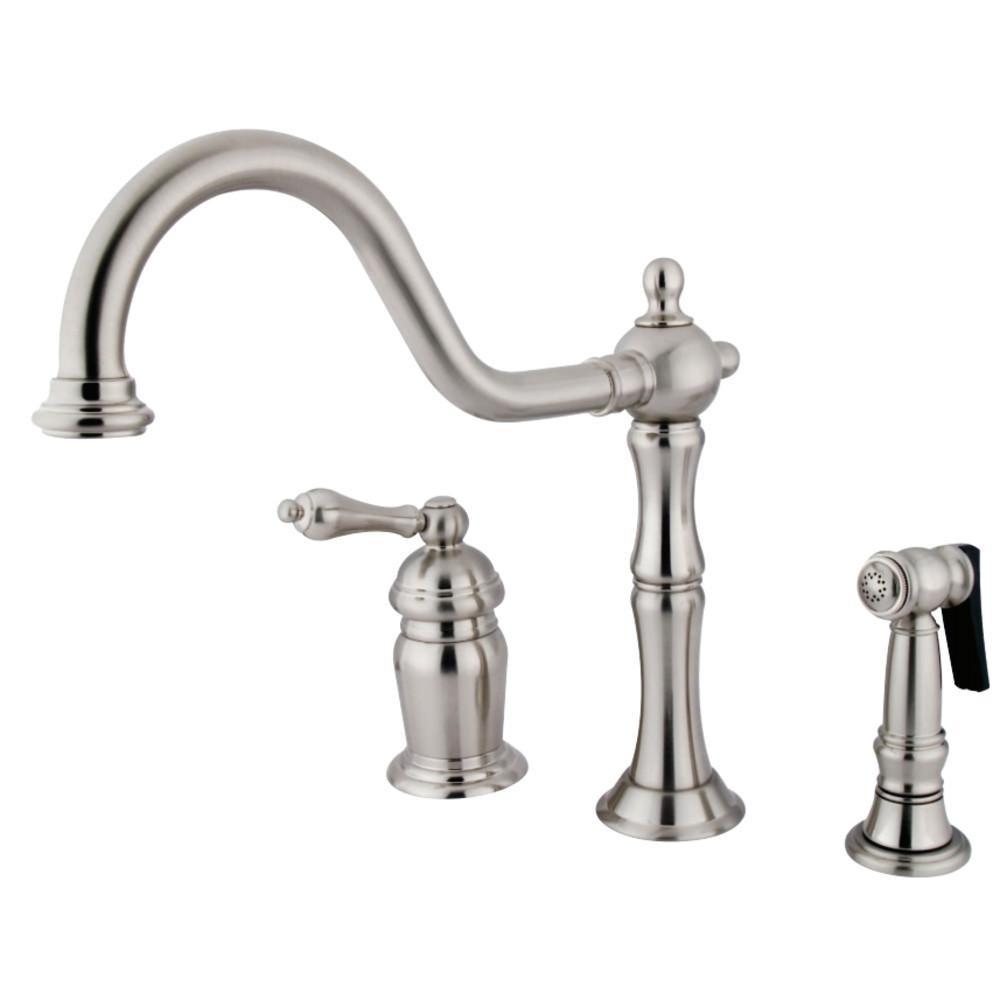 Kingston Brass Heritage Widespread Kitchen Faucet Brushed Nickel